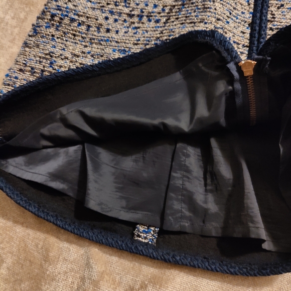J.Crew Metallic Tweed Blue Rose Gold Zip Mini Skirt, Sz 00 - Picture 7 of 12